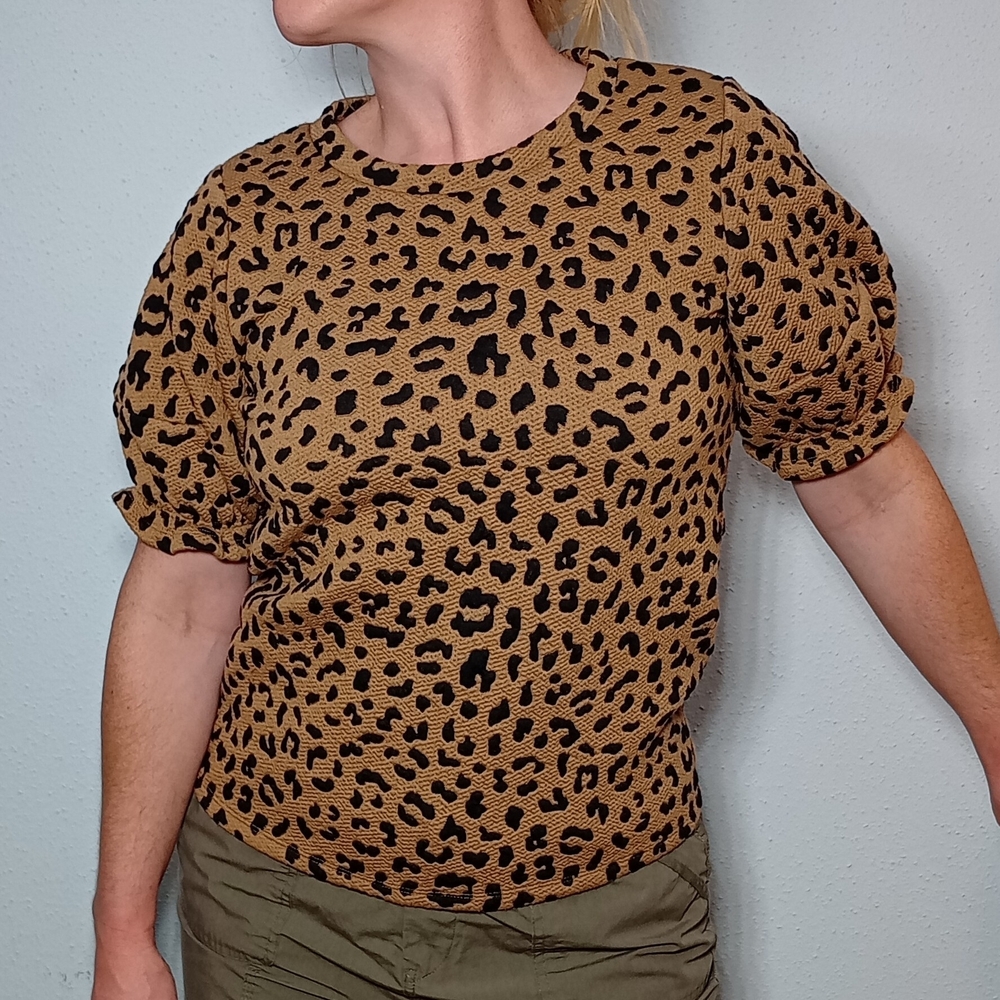Fun Anthropologie Structured Leopard Blouse
